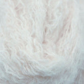 A skein of fine eyelash yarn in a white color.
